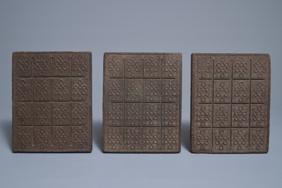 Three Chinese black tea bricks, Hubei, 20th C.