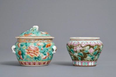 Three Chinese famille rose Straits or Peranakan wares, 19th C.