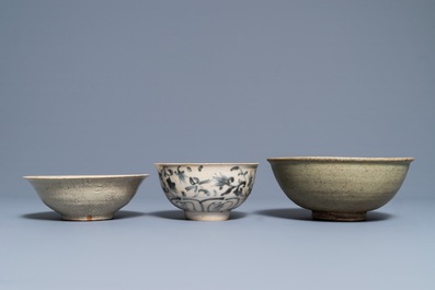 Three Chinese and Vietnamese blue and white bowls, Ming