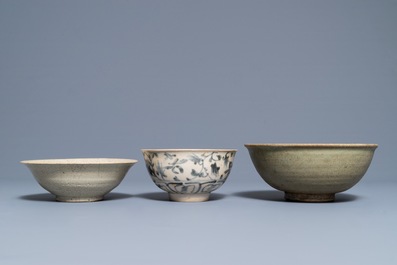Three Chinese and Vietnamese blue and white bowls, Ming