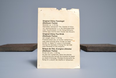Three Chinese black tea bricks, Hubei, 20th C.