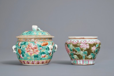 Three Chinese famille rose Straits or Peranakan wares, 19th C.