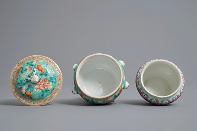 Three Chinese famille rose Straits or Peranakan wares, 19th C.