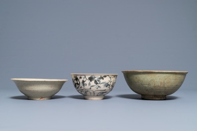 Three Chinese and Vietnamese blue and white bowls, Ming