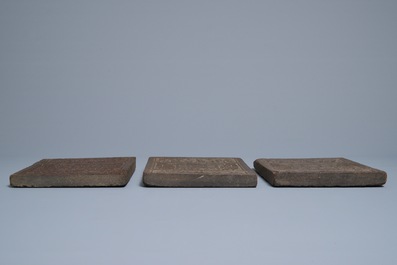 Three Chinese black tea bricks, Hubei, 20th C.