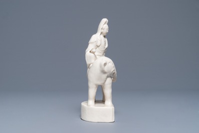 A Chinese Dehua blanc de Chine model of Guanyin on an elephant, Kangxi