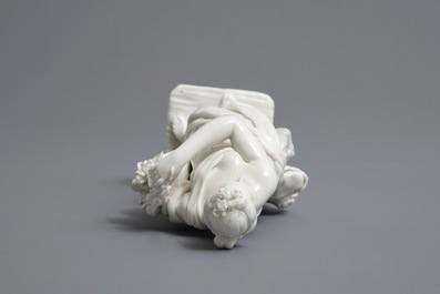 A Meissen-style blanc de Chine allegorical 'harvest' figure, 18/19th C.