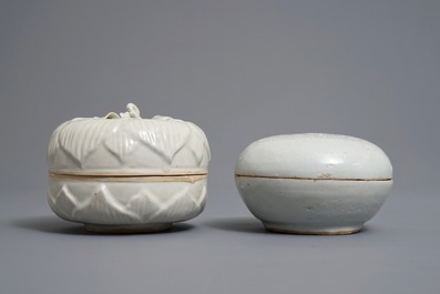 Two Chinese qingbai and blanc de Chine boxes and covers, Song or later
