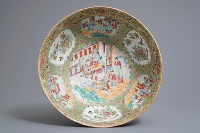 A large Chinese Canton famille rose 'mandarin' bowl, 19th C.