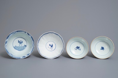 Four Chinese blue and white bowls, Kangxi