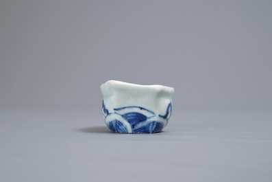 A Chinese blue and white trick cup, Transitional period