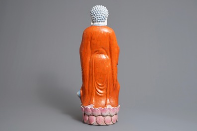 A large Chinese famille rose figure of Buddha, 20th C.