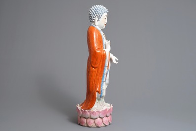 A large Chinese famille rose figure of Buddha, 20th C.