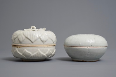 Two Chinese qingbai and blanc de Chine boxes and covers, Song or later