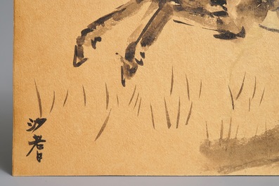 Sadji (Sha Qi, Sha Yinnian) (1914-2005), A galloping horse, ink on paper, signed lower left