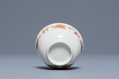 A Chinese Dutch market armorial cup and saucer with the arms of Van Reverhorst, Qianlong