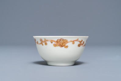 A Chinese Dutch market armorial cup and saucer with the arms of Van Reverhorst, Qianlong