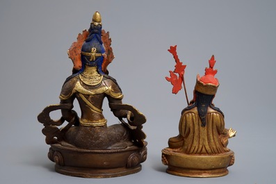 Cinq mod&egrave;les de Bouddha en bronze dor&eacute;, Sino-Tibet, 19/20&egrave;me