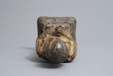 A large Chinese gilt bronze figure of Mahakasyapa, Ming
