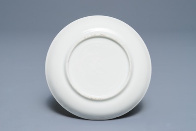 A Chinese Dutch market armorial cup and saucer with the arms of Van Reverhorst, Qianlong