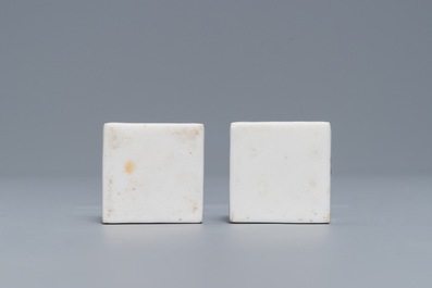 A pair of Chinese Dehua blanc de Chine seals with lions, impressed sealmarks, Kangxi