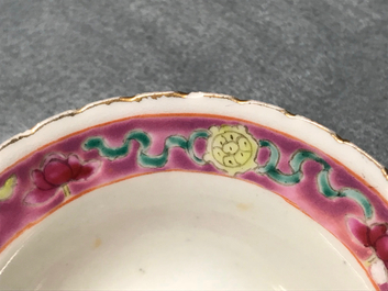 A Chinese Peranakan or Straits market famille rose vase and three bowls, 19th C.
