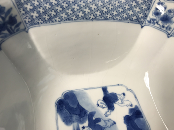 A square Chinese blue and white bowl, Chenghua mark, Kangxi