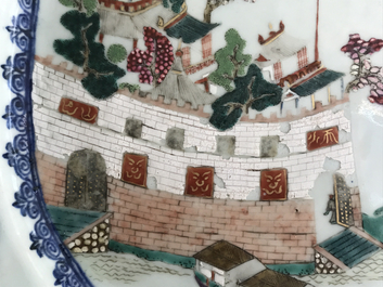 A large Chinese famille rose 'Fort Folly' platter, Qianlong