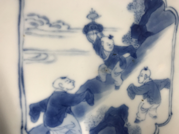 A square Chinese blue and white bowl, Chenghua mark, Kangxi