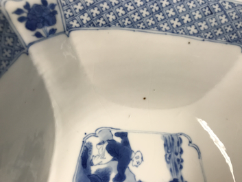 A square Chinese blue and white bowl, Chenghua mark, Kangxi