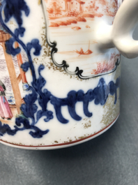 A large Chinese famille rose 'mandarin' teapot and cover, Qianlong