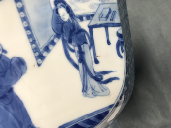 A square Chinese blue and white bowl, Chenghua mark, Kangxi