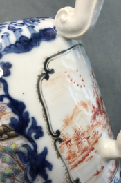 A large Chinese famille rose 'mandarin' teapot and cover, Qianlong