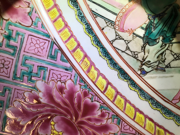 A massive Chinese famille rose 'horseriders' dish, Yongzheng
