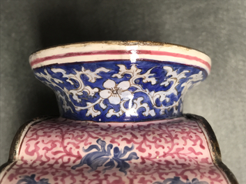 A Chinese Canton enamel vase with birds on flowering branches, Qianlong