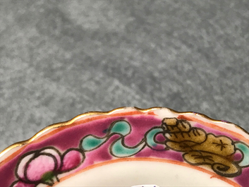 A Chinese Peranakan or Straits market famille rose vase and three bowls, 19th C.