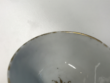 A fine Chinese famille rose 'mandarin' cup and saucer, Yongzheng/Qianlong