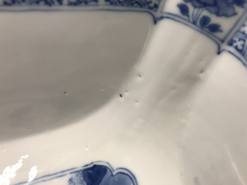 A square Chinese blue and white bowl, Chenghua mark, Kangxi