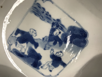 A square Chinese blue and white bowl, Chenghua mark, Kangxi