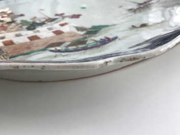 A large Chinese famille rose 'Fort Folly' platter, Qianlong
