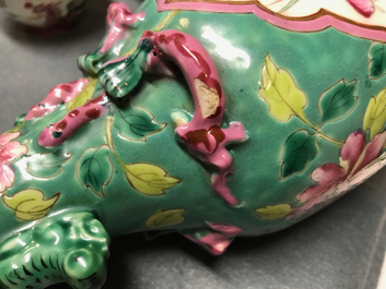 A Chinese Peranakan or Straits market famille rose vase and three bowls, 19th C.