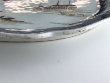 A large Chinese famille rose 'Fort Folly' platter, Qianlong