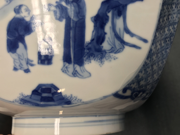 A square Chinese blue and white bowl, Chenghua mark, Kangxi