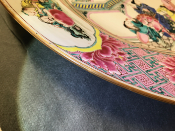 A massive Chinese famille rose 'horseriders' dish, Yongzheng