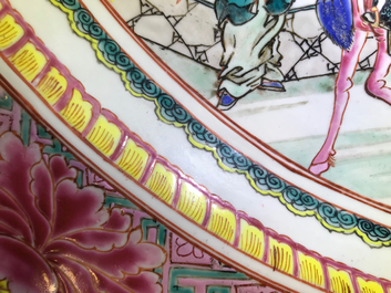 A massive Chinese famille rose 'horseriders' dish, Yongzheng