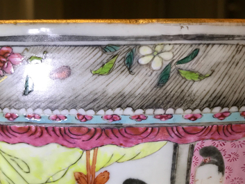 A large Chinese famille rose bowl with figures in a garden, Yongzheng