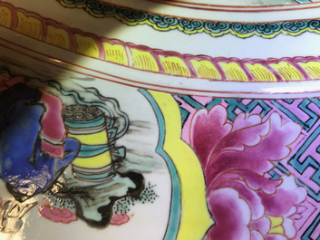 A massive Chinese famille rose 'horseriders' dish, Yongzheng