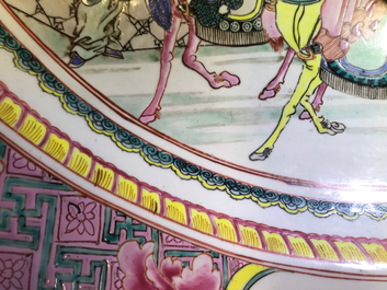 A massive Chinese famille rose 'horseriders' dish, Yongzheng