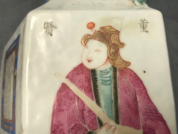 A hexagonal Chinese famille rose 'Wu Shuang Pu' vase, 19th C.