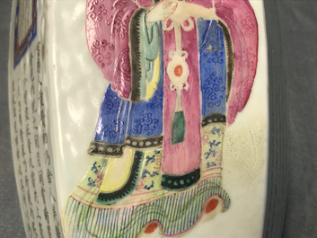 A hexagonal Chinese famille rose 'Wu Shuang Pu' vase, 19th C.